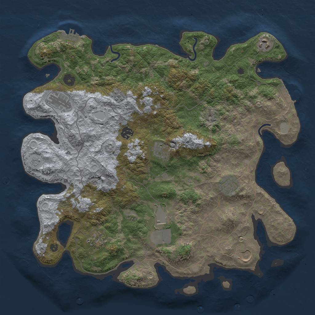 Rust Map: Procedural Map, Size: 4000, Seed: 27129, 18 Monuments