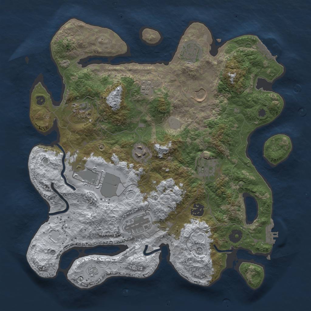 Rust Map: Procedural Map, Size: 3500, Seed: 956997860, 18 Monuments