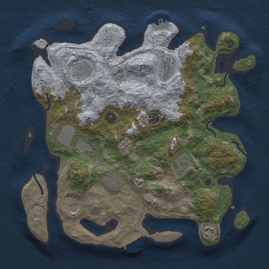 Rust Map: Procedural Map, Size: 3500, Seed: 101010, 18 Monuments