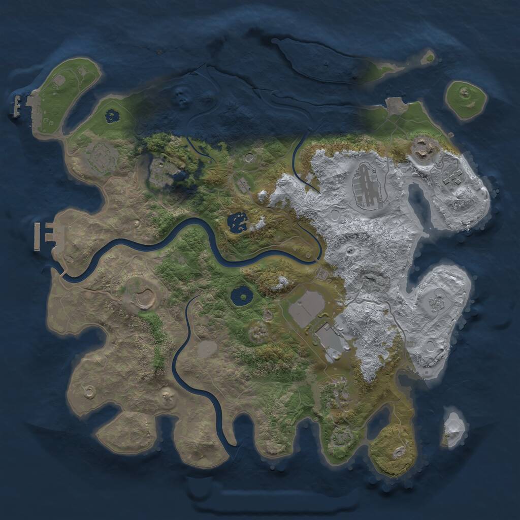 Rust Map: Procedural Map, Size: 3700, Seed: 2945911, 15 Monuments