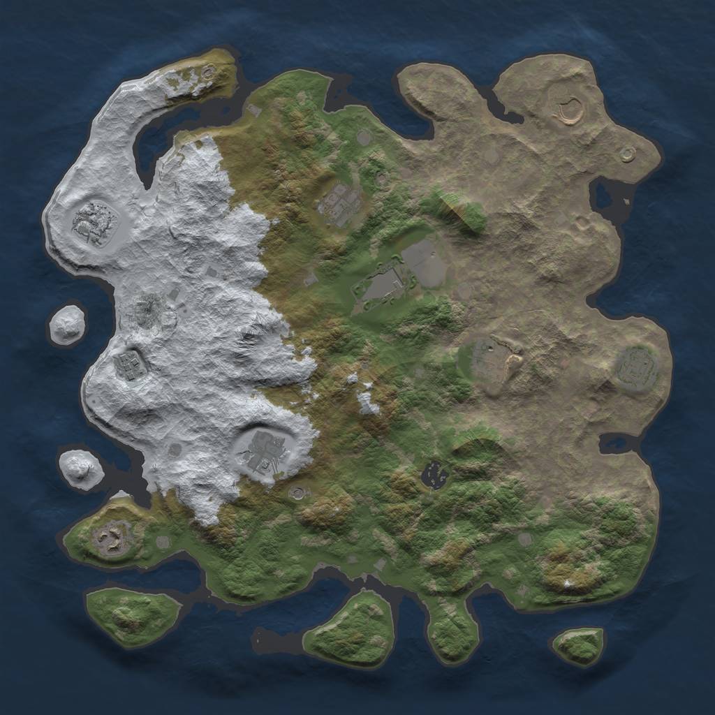 Rust Map: Barren, Size: 4000, Seed: 12345678, 13 Monuments