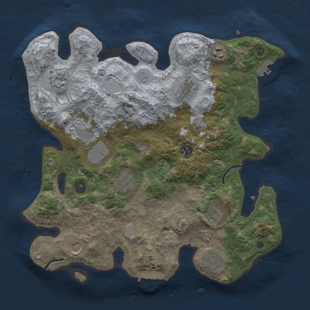 Rust Map: Procedural Map, Size: 3600, Seed: 1945112948, 19 Monuments
