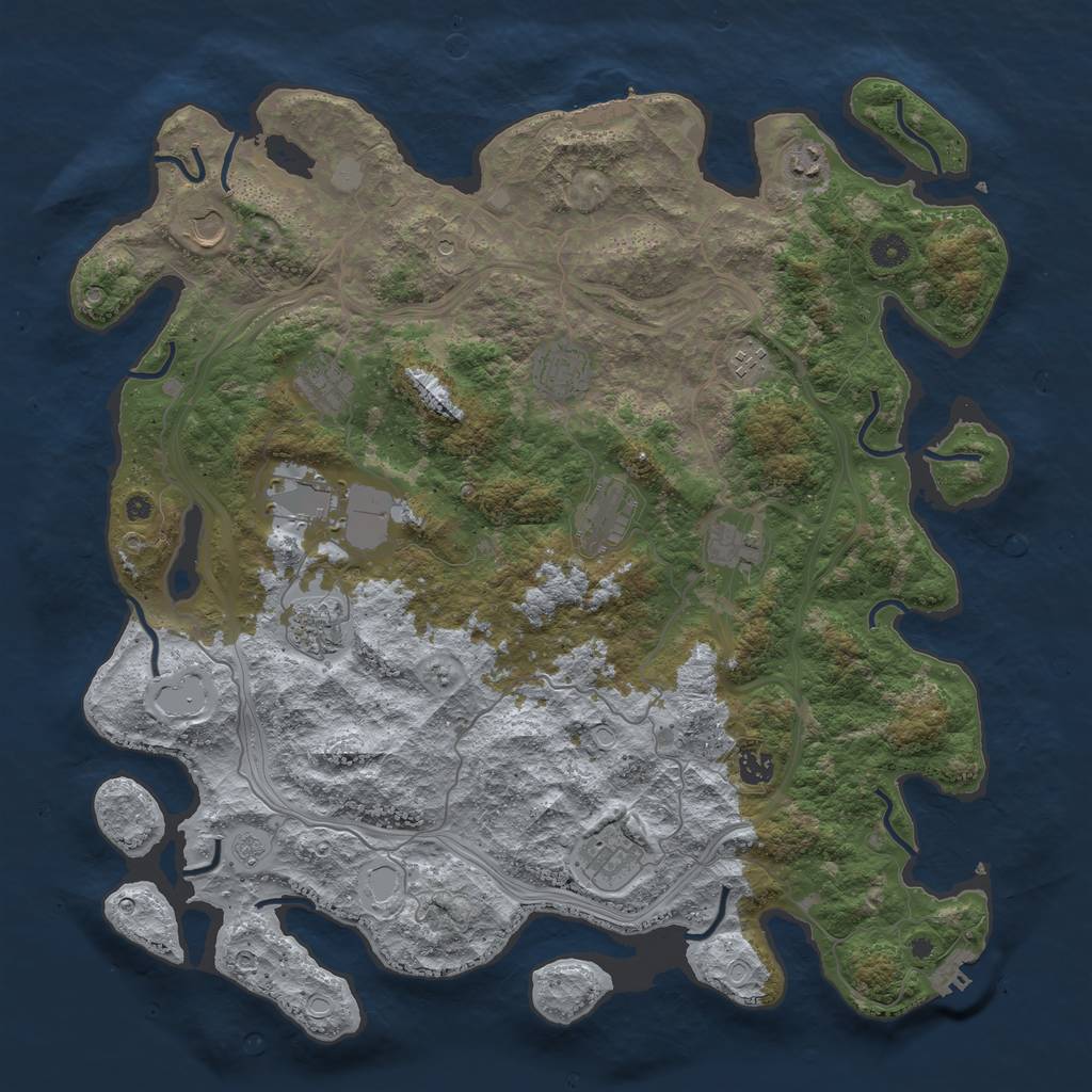 Rust Map: Procedural Map, Size: 4500, Seed: 233716791, 20 Monuments