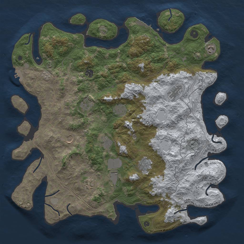 Rust Map: Procedural Map, Size: 4500, Seed: 19900805, 20 Monuments