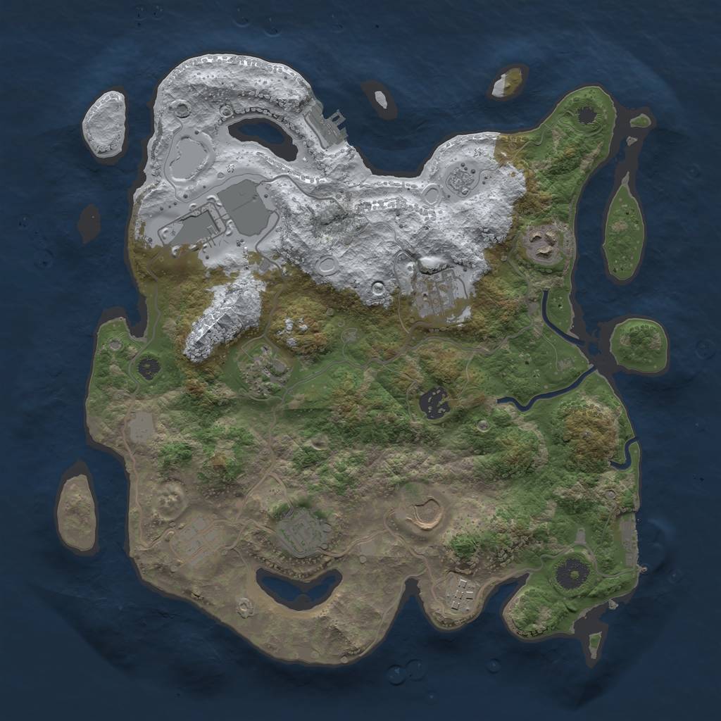 Rust Map: Procedural Map, Size: 3500, Seed: 528011245, 17 Monuments