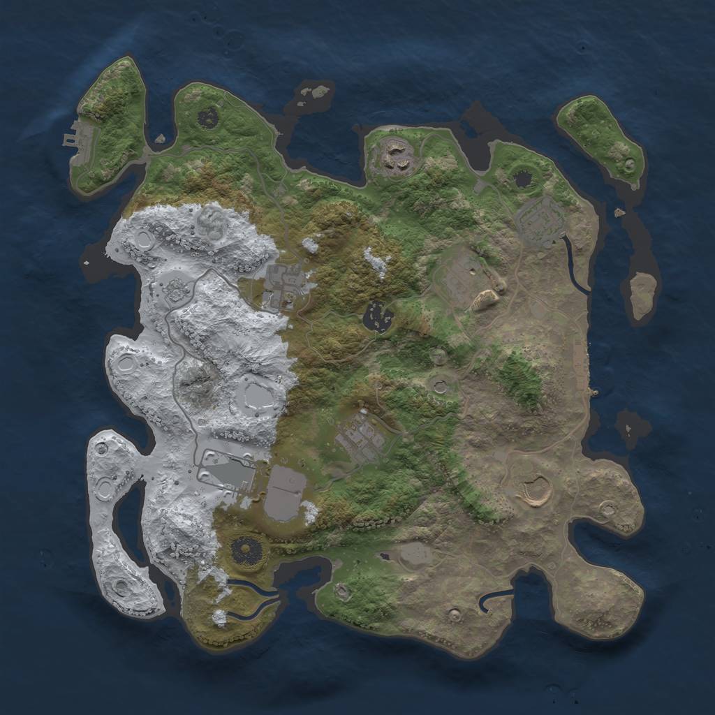 Rust Map: Procedural Map, Size: 3500, Seed: 64913827, 17 Monuments