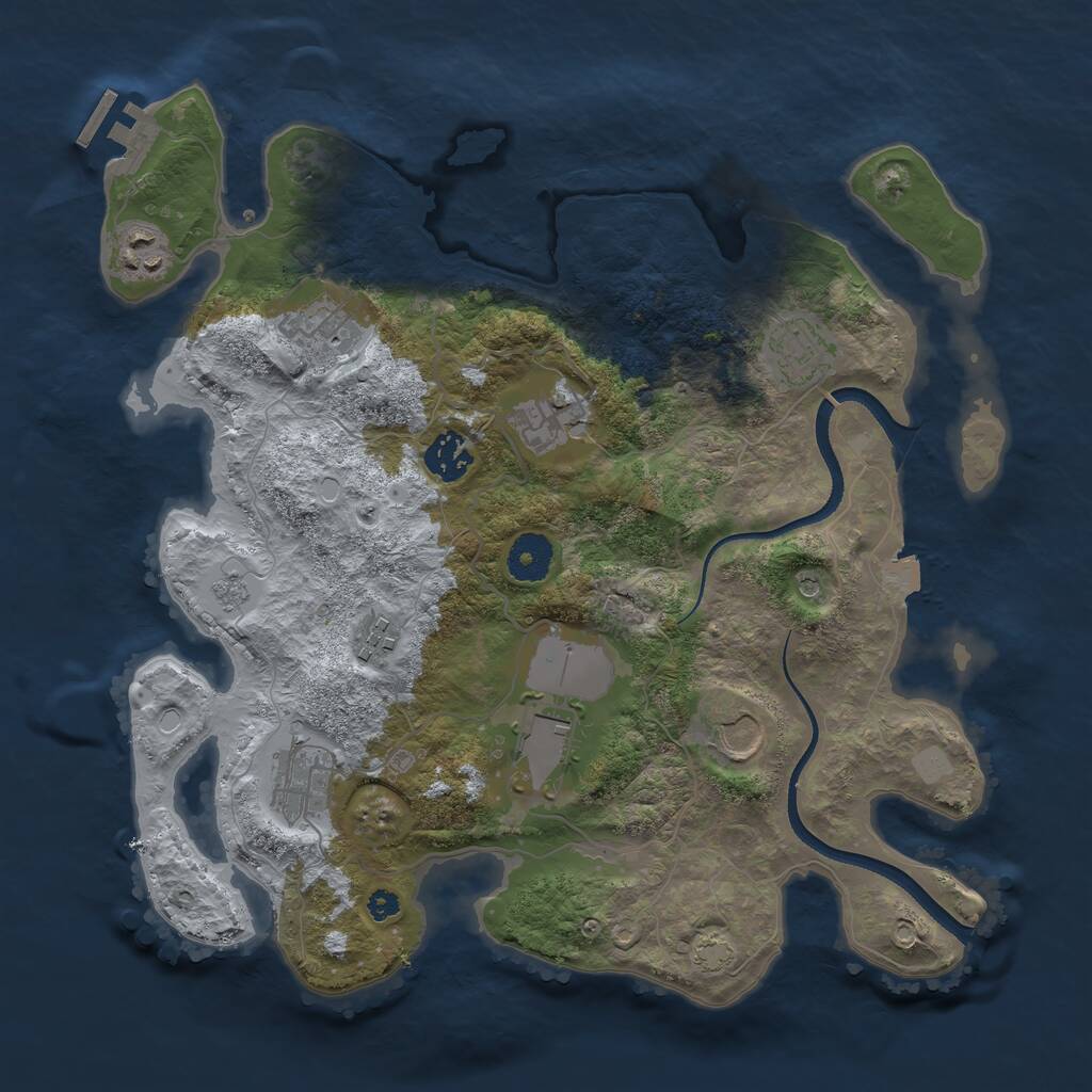 Rust Map: Procedural Map, Size: 3500, Seed: 64913827, 14 Monuments
