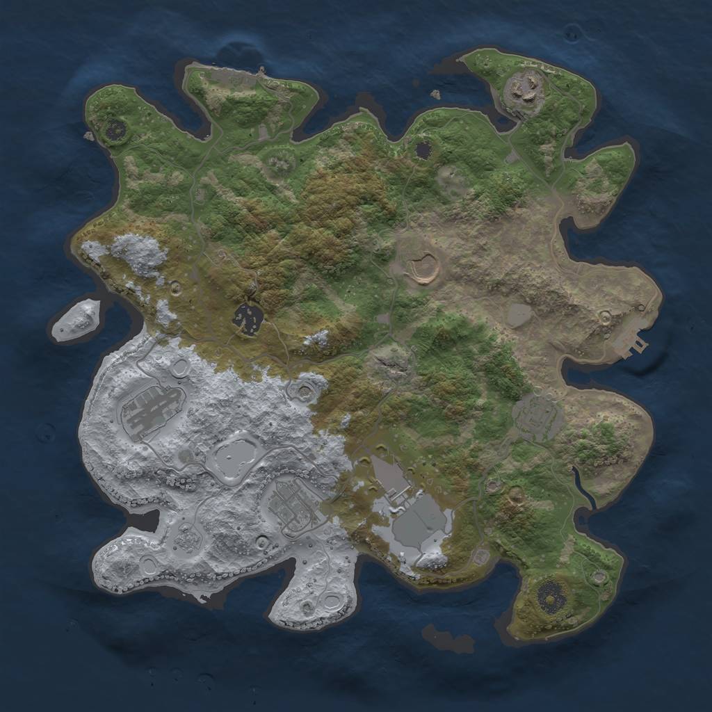 Rust Map: Procedural Map, Size: 3500, Seed: 947469399, 16 Monuments