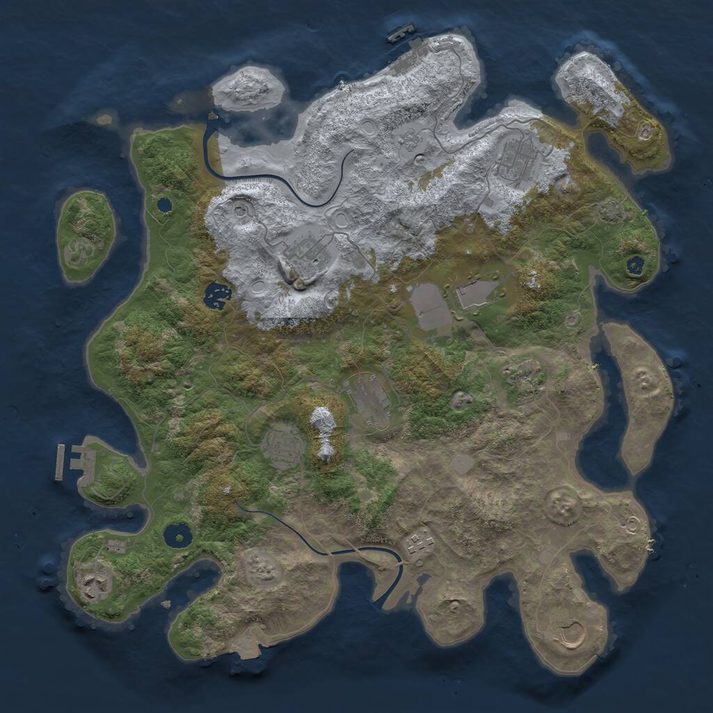 Rust Map: Procedural Map, Size: 3950, Seed: 1365905693, 16 Monuments