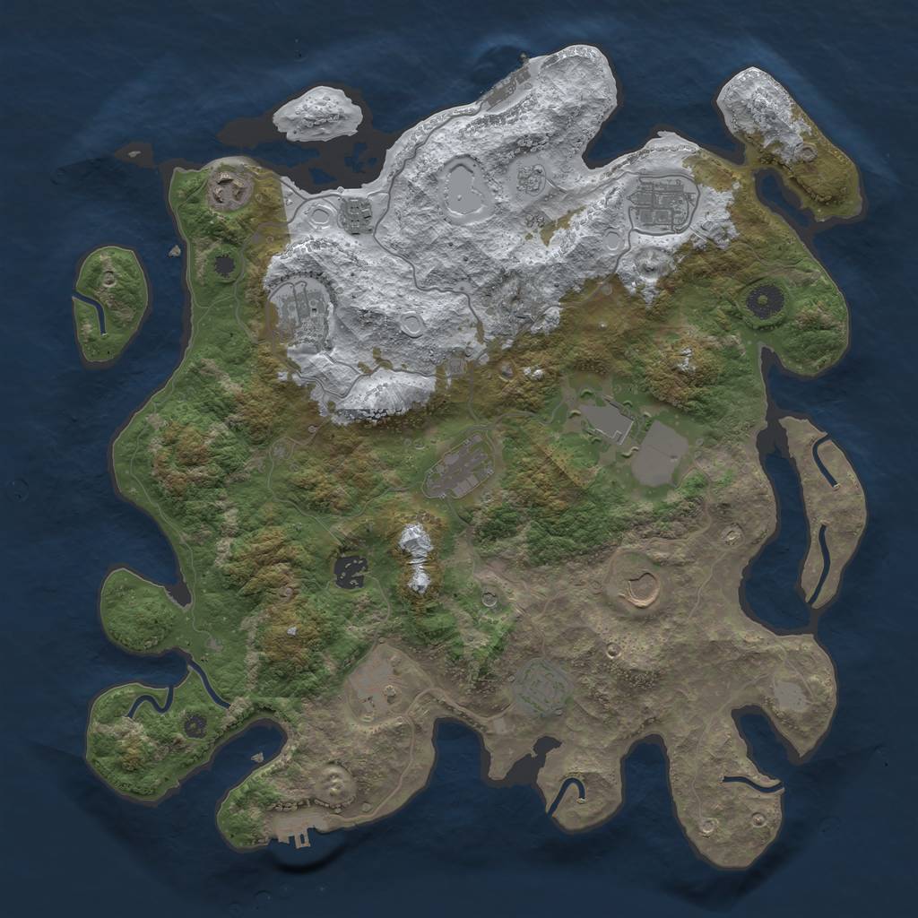 Rust Map: Procedural Map, Size: 3950, Seed: 1365905693, 19 Monuments