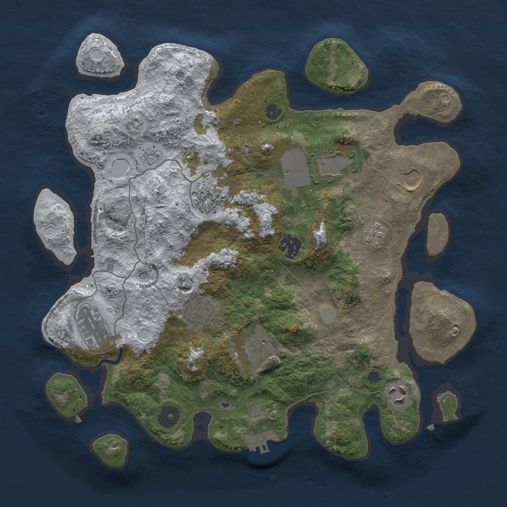 Rust Map: Procedural Map, Size: 3500, Seed: 653843118, 17 Monuments