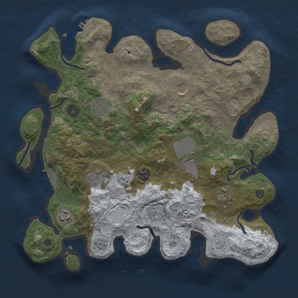 Rust Map: Procedural Map, Size: 3500, Seed: 87124, 18 Monuments
