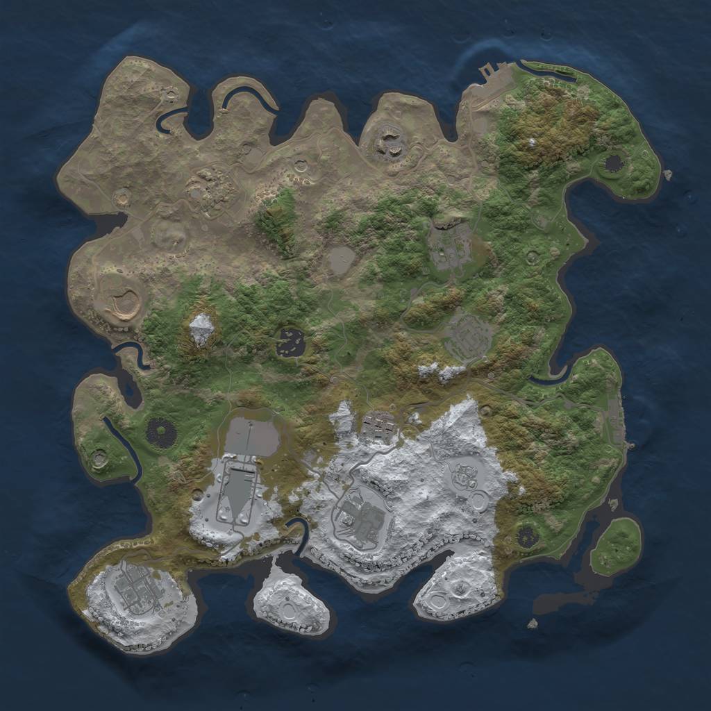 Rust Map: Procedural Map, Size: 3500, Seed: 9464, 19 Monuments