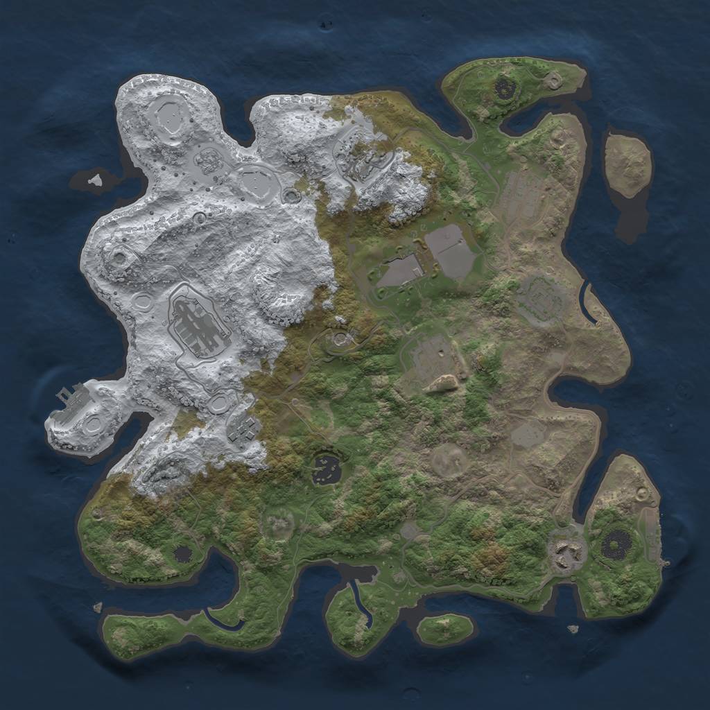 Rust Map: Procedural Map, Size: 3500, Seed: 1740686071, 18 Monuments