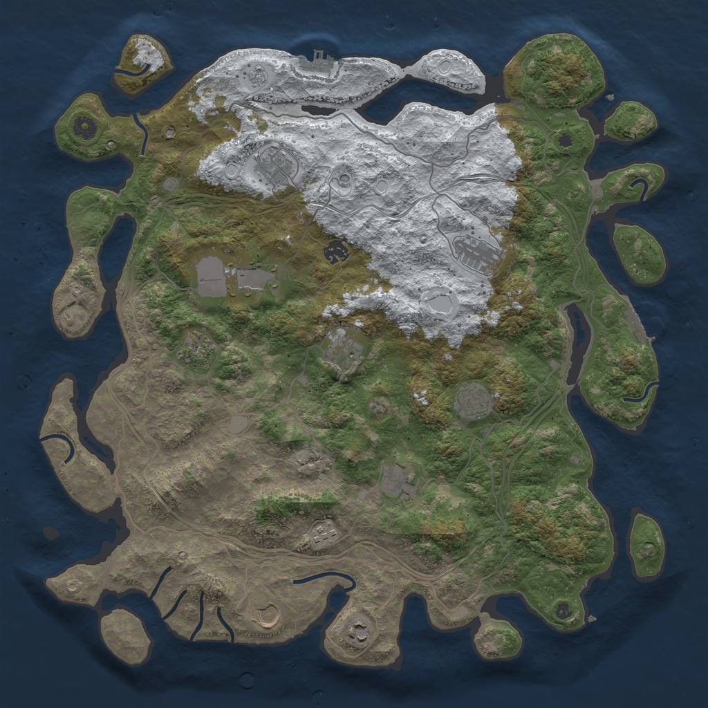 Rust Map: Procedural Map, Size: 4500, Seed: 5064163, 20 Monuments