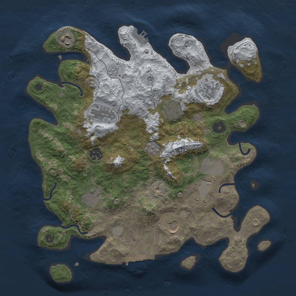 Rust Map: Procedural Map, Size: 3500, Seed: 50151, 18 Monuments