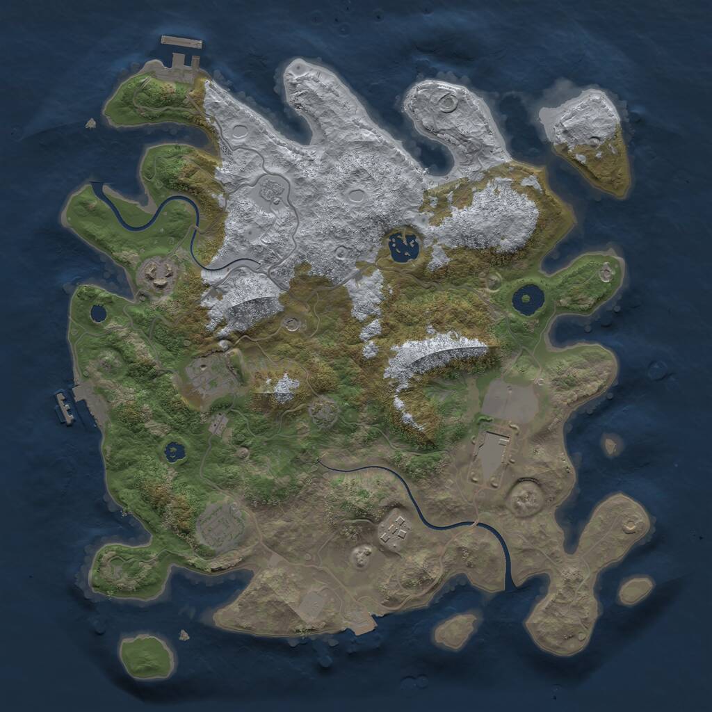 Rust Map: Procedural Map, Size: 3500, Seed: 50151, 12 Monuments