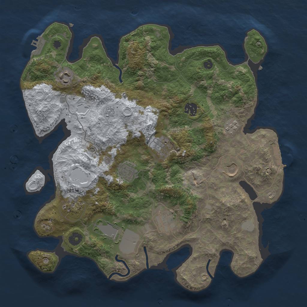 Rust Map: Procedural Map, Size: 3500, Seed: 654321, 18 Monuments