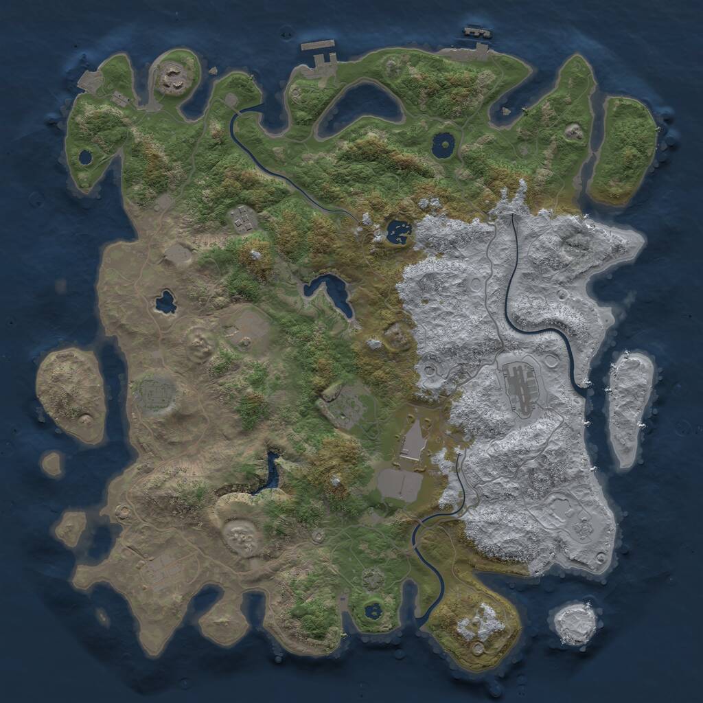 Rust Map: Procedural Map, Size: 4224, Seed: 1383325, 15 Monuments