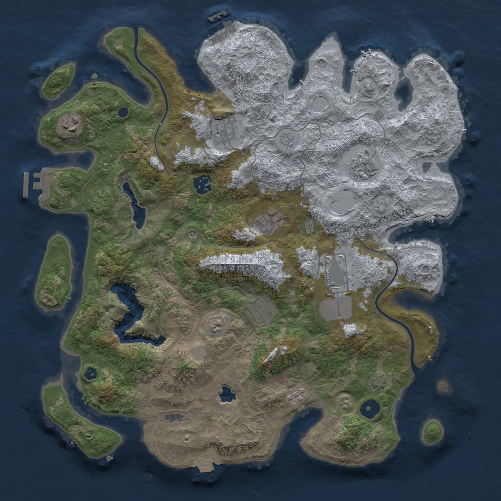 Rust Map: Procedural Map, Size: 4000, Seed: 2001774179, 14 Monuments