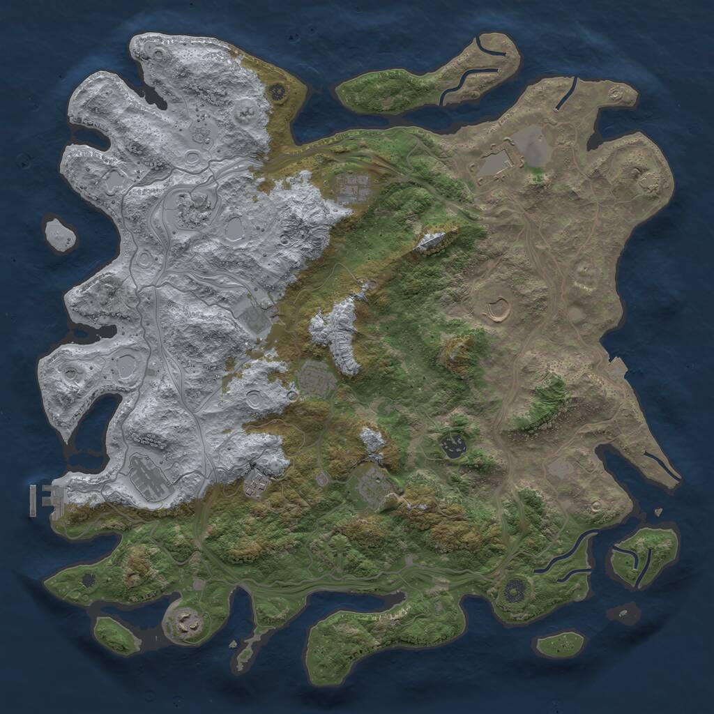 Rust Map: Procedural Map, Size: 4500, Seed: 51915114, 16 Monuments