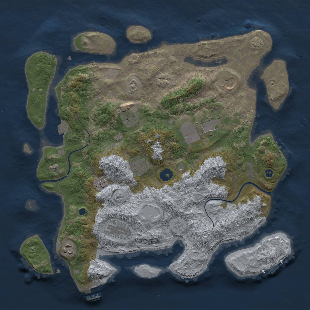 Rust Map: Procedural Map, Size: 3750, Seed: 6069895, 12 Monuments