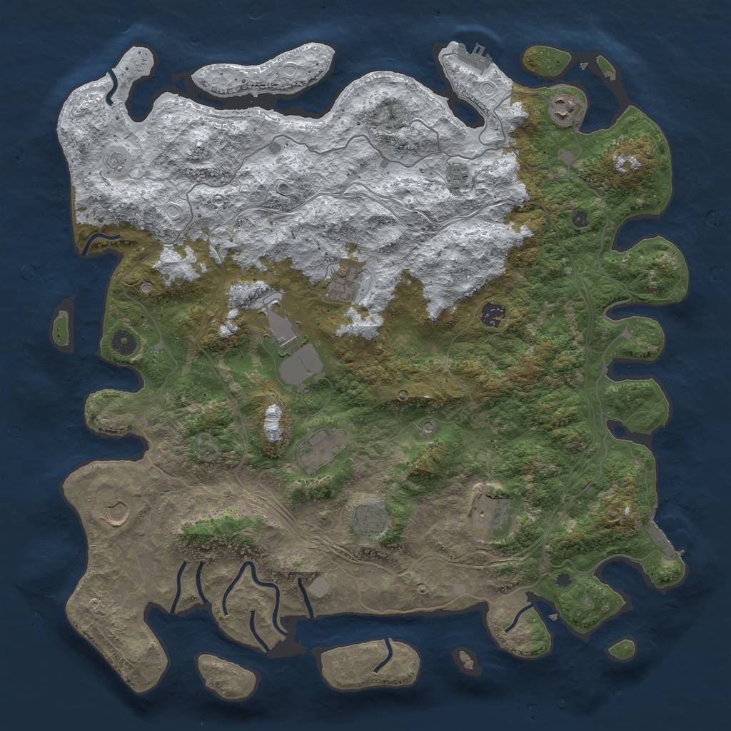 Rust Map: Procedural Map, Size: 4500, Seed: 930403736, 18 Monuments