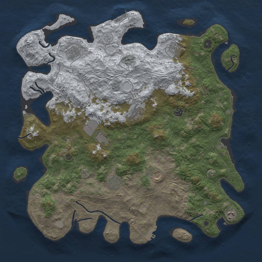 Rust Map: Procedural Map, Size: 4500, Seed: 17635521, 18 Monuments