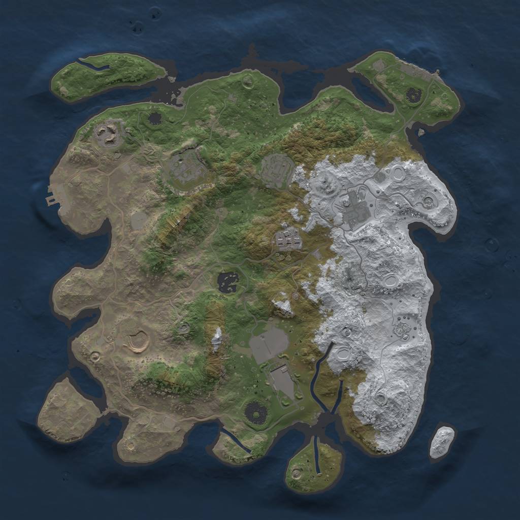 Rust Map: Procedural Map, Size: 3500, Seed: 220054463, 17 Monuments