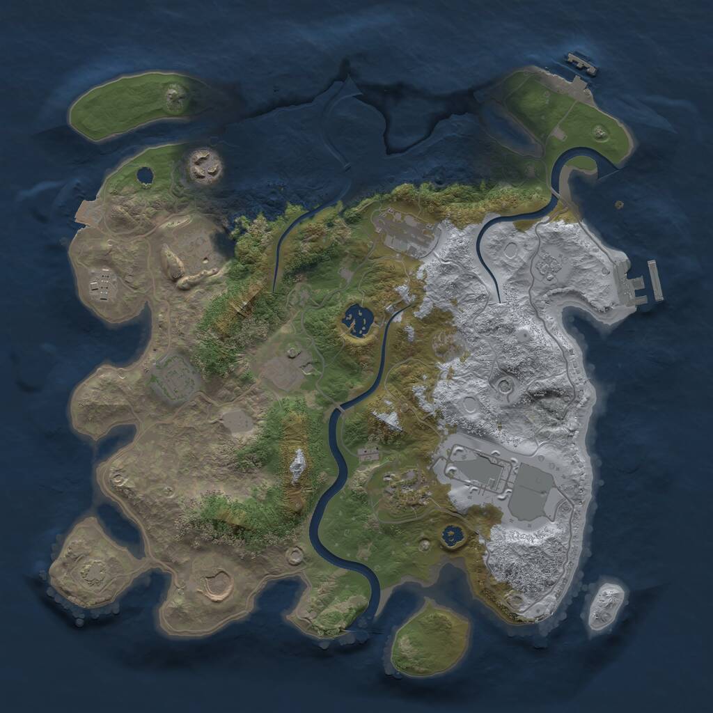 Rust Map: Procedural Map, Size: 3500, Seed: 220054463, 16 Monuments