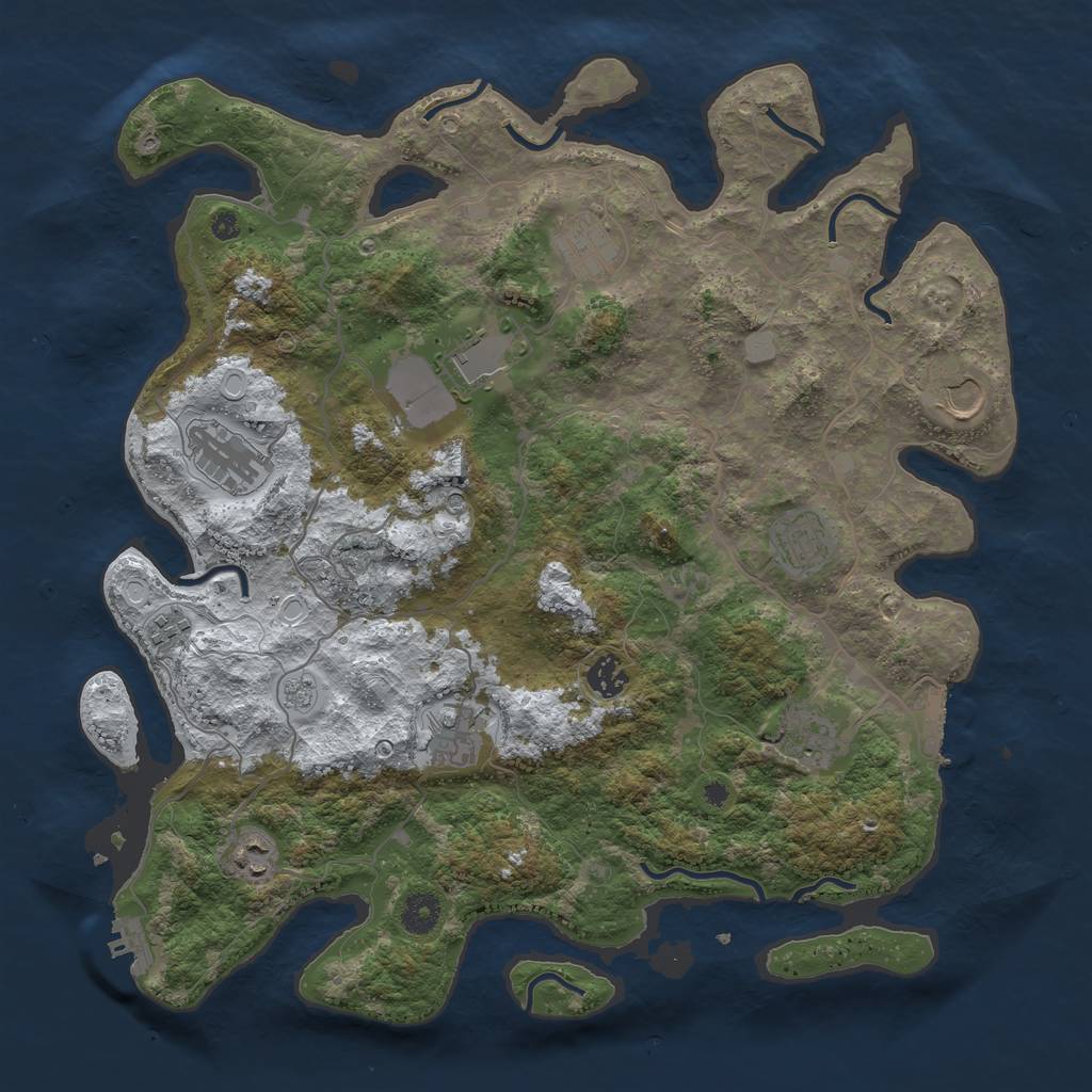 Rust Map: Procedural Map, Size: 4000, Seed: 63005166, 19 Monuments