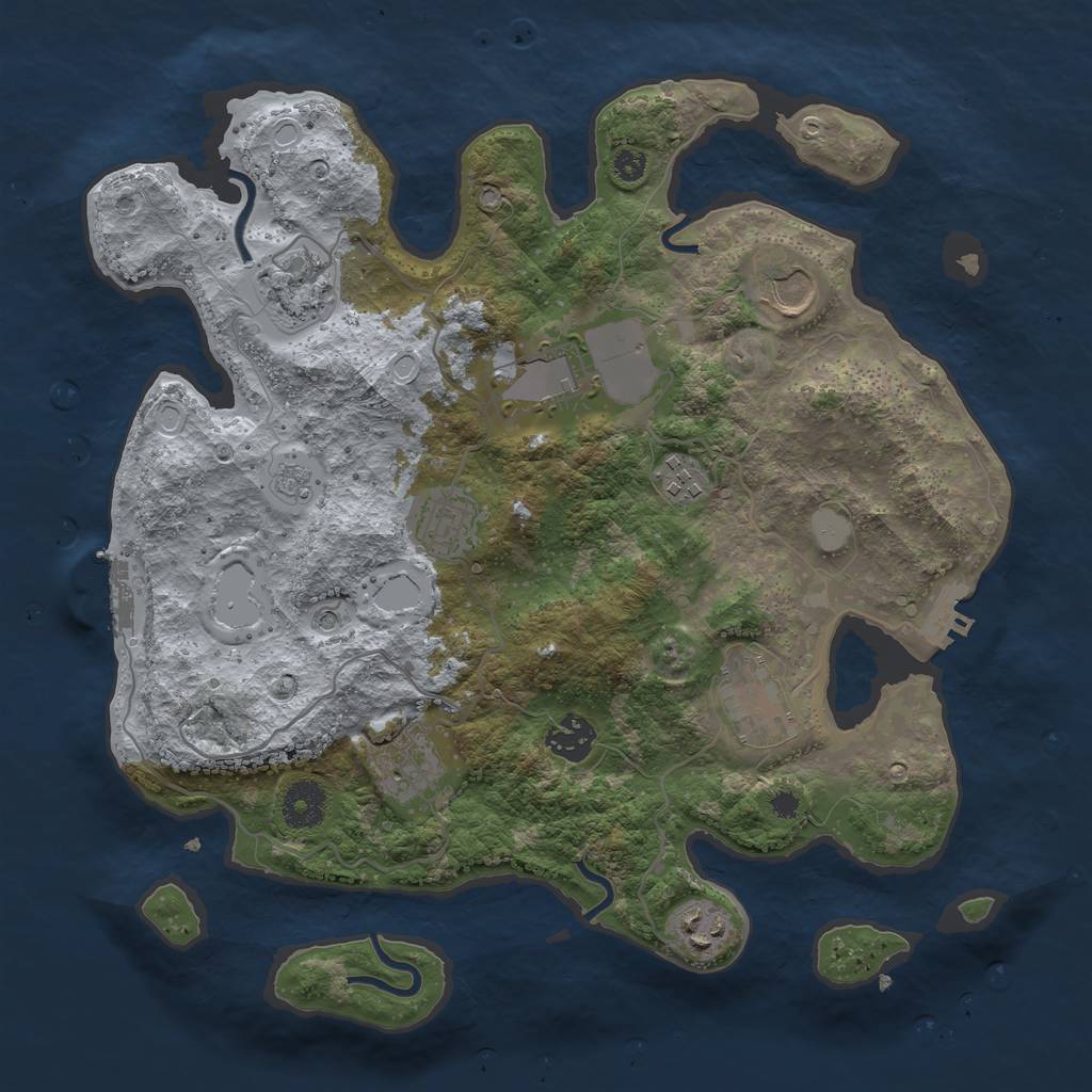 Rust Map: Procedural Map, Size: 3500, Seed: 3334345, 18 Monuments