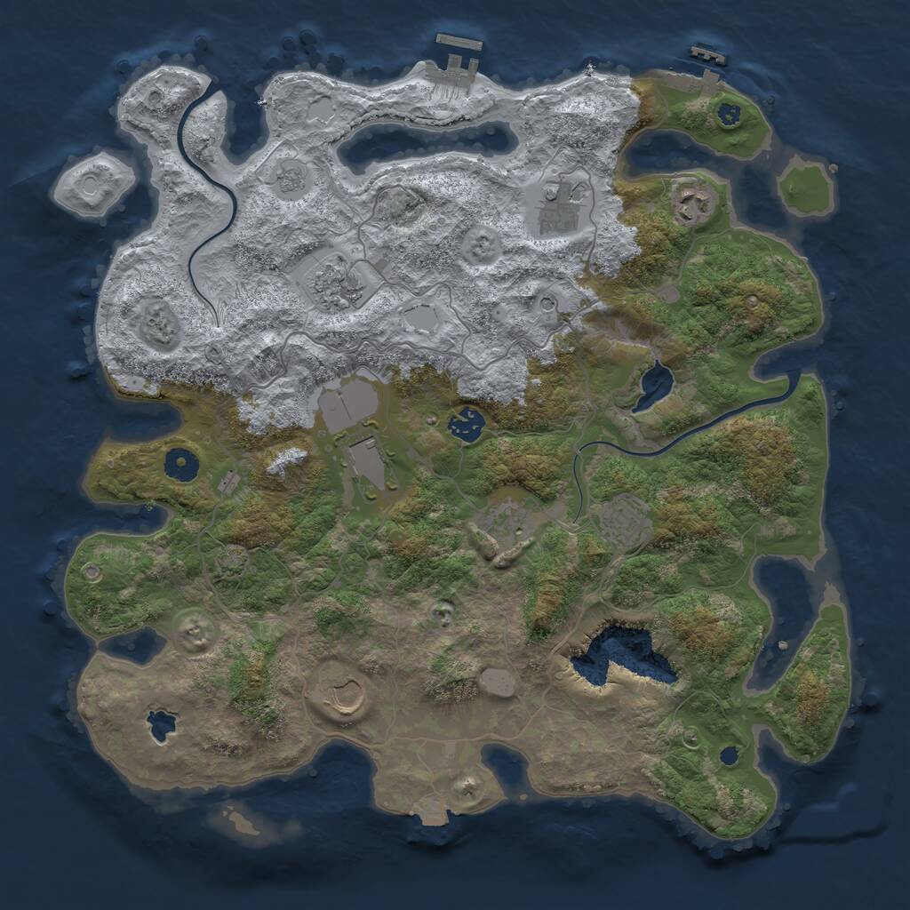 Rust Map: Procedural Map, Size: 4000, Seed: 789456, 14 Monuments