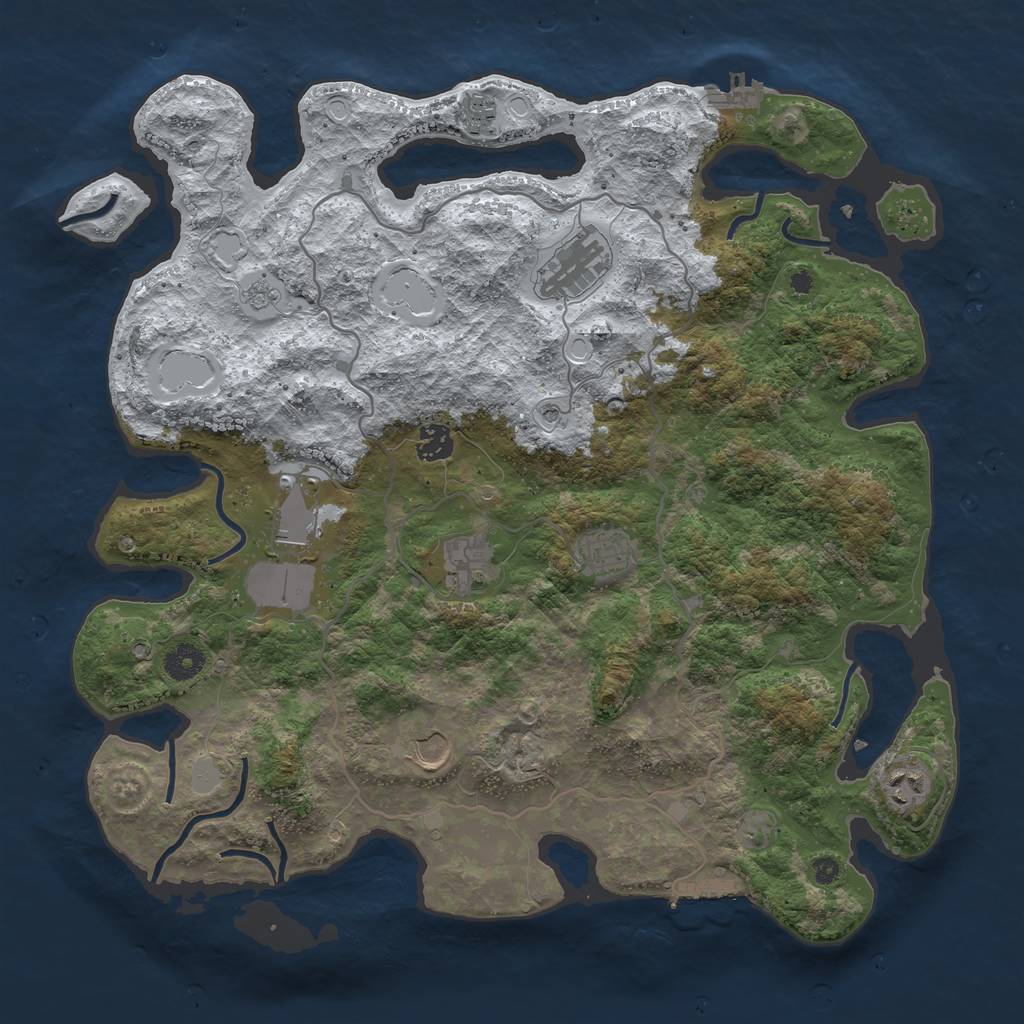 Rust Map: Procedural Map, Size: 4000, Seed: 789456, 17 Monuments