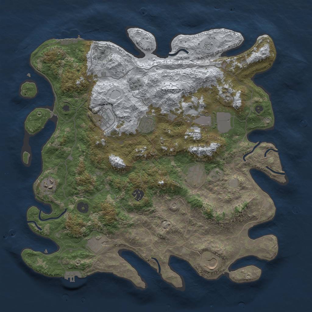 Rust Map: Procedural Map, Size: 4050, Seed: 74198938, 18 Monuments