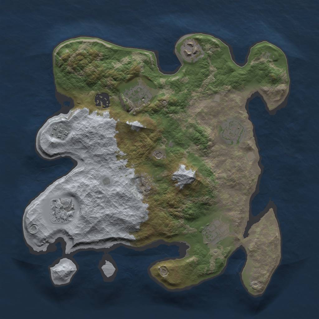 Rust Map: Barren, Size: 3000, Seed: 32, 10 Monuments