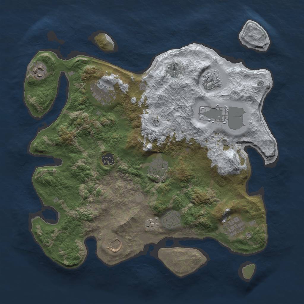 Rust Map: Barren, Size: 3600, Seed: 341221, 13 Monuments