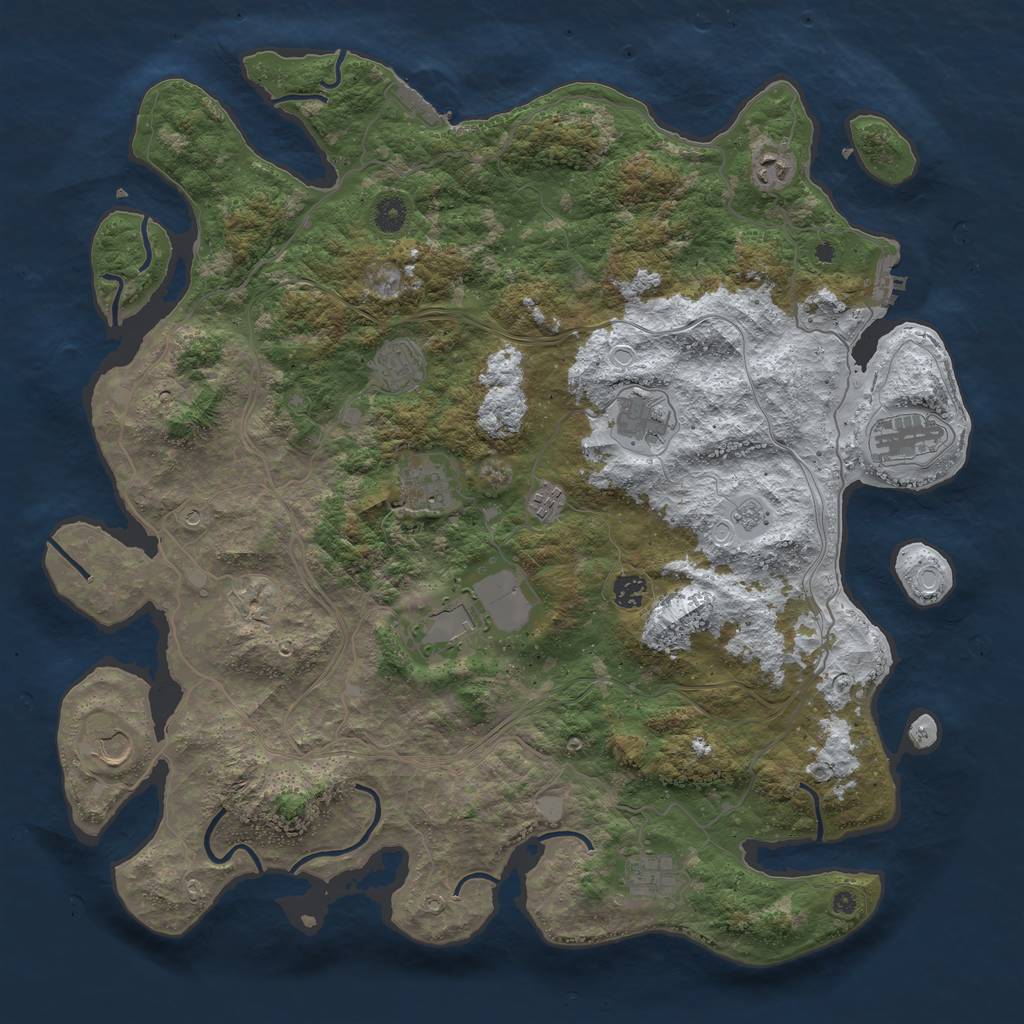 Rust Map: Procedural Map, Size: 4500, Seed: 4684651, 19 Monuments