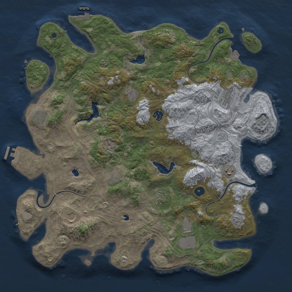 Rust Map: Procedural Map, Size: 4500, Seed: 4684651, 16 Monuments