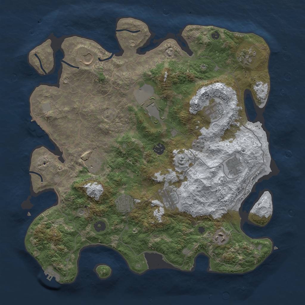 Rust Map: Procedural Map, Size: 4000, Seed: 1625, 19 Monuments