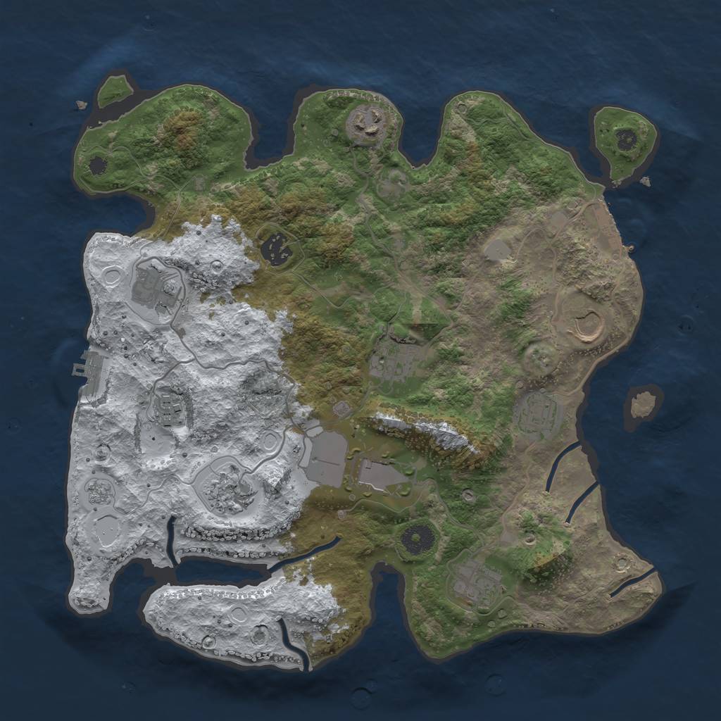 Rust Map: Procedural Map, Size: 3500, Seed: 695829595, 18 Monuments