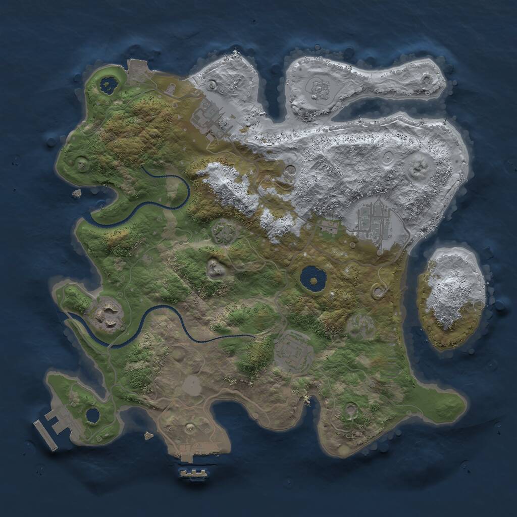 Rust Map: Procedural Map, Size: 3000, Seed: 5242, 10 Monuments