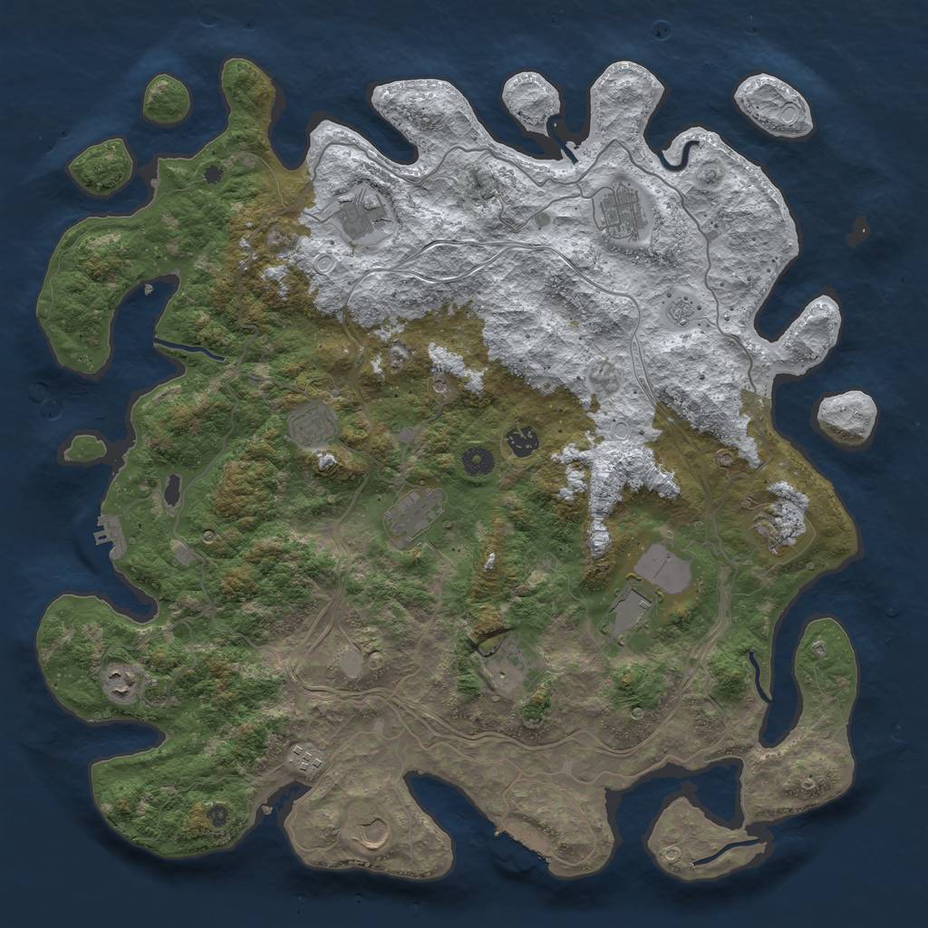 Rust Map: Procedural Map, Size: 4500, Seed: 355594806, 20 Monuments