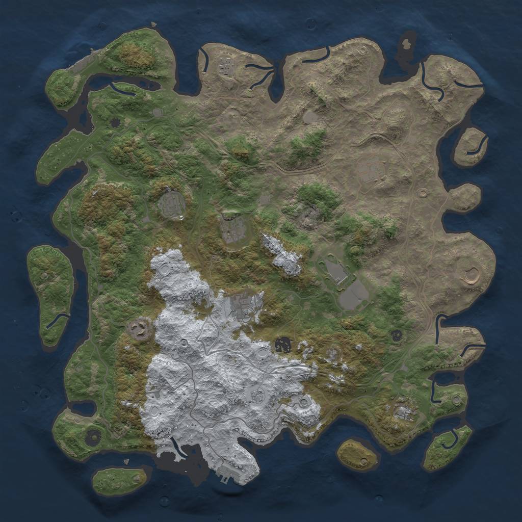 Rust Map: Procedural Map, Size: 4600, Seed: 64312975, 19 Monuments
