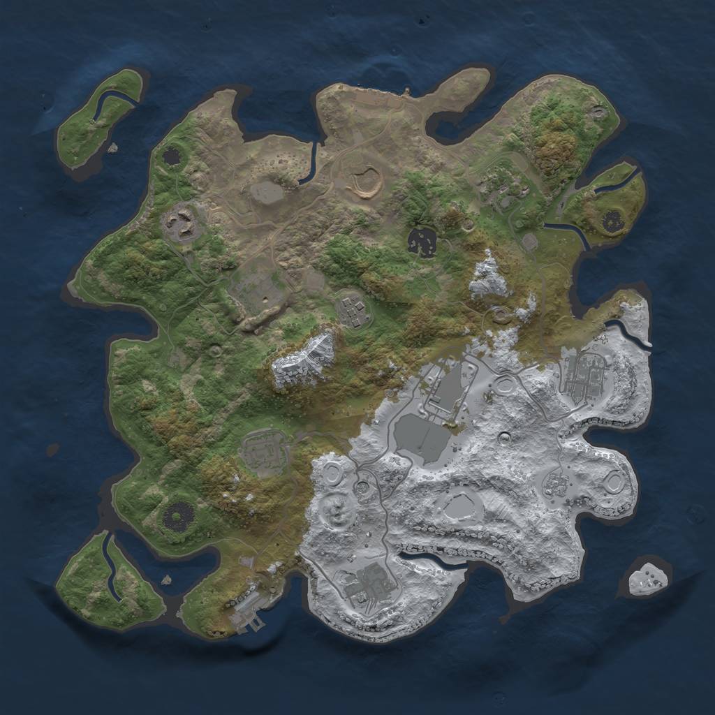 Rust Map: Procedural Map, Size: 3500, Seed: 50155, 19 Monuments