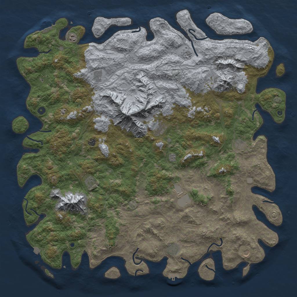 Rust Map: Procedural Map, Size: 6000, Seed: 121404359, 19 Monuments