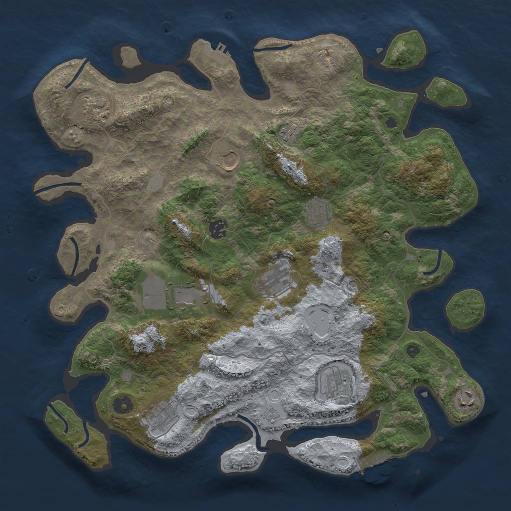 Rust Map: Procedural Map, Size: 4000, Seed: 1574848746, 17 Monuments