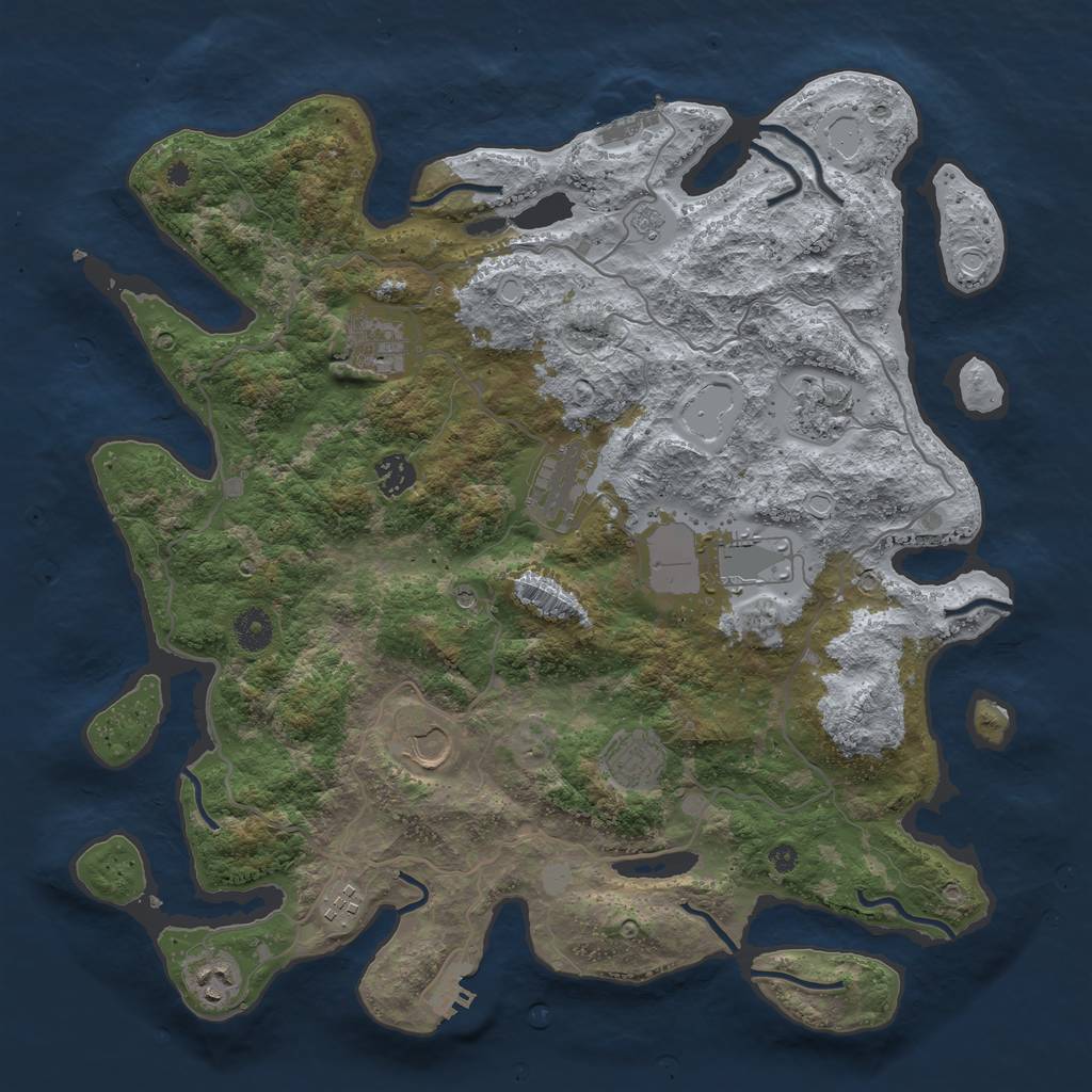 Rust Map: Procedural Map, Size: 4000, Seed: 14569418, 16 Monuments