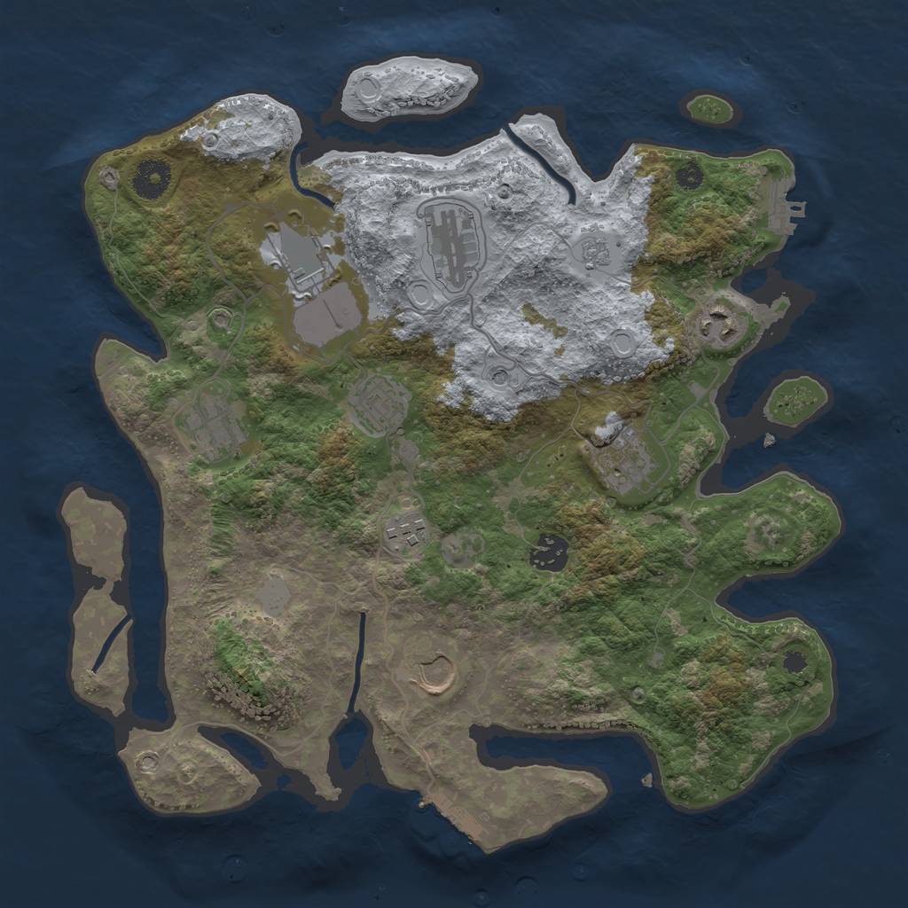 Rust Map: Procedural Map, Size: 3500, Seed: 534077468, 18 Monuments