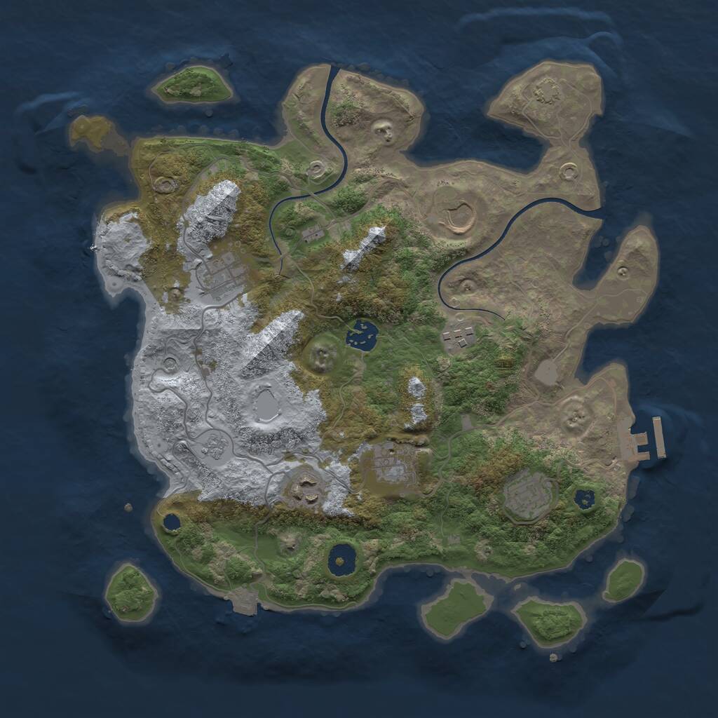 Rust Map: Procedural Map, Size: 3500, Seed: 2350, 12 Monuments